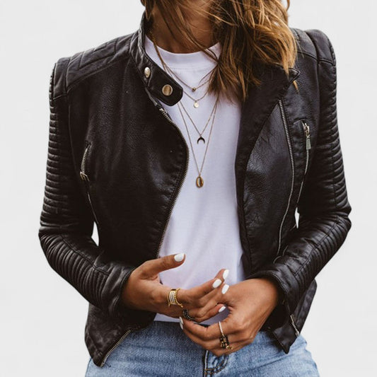 CAMILLE™ | Veste en cuir véritable classique