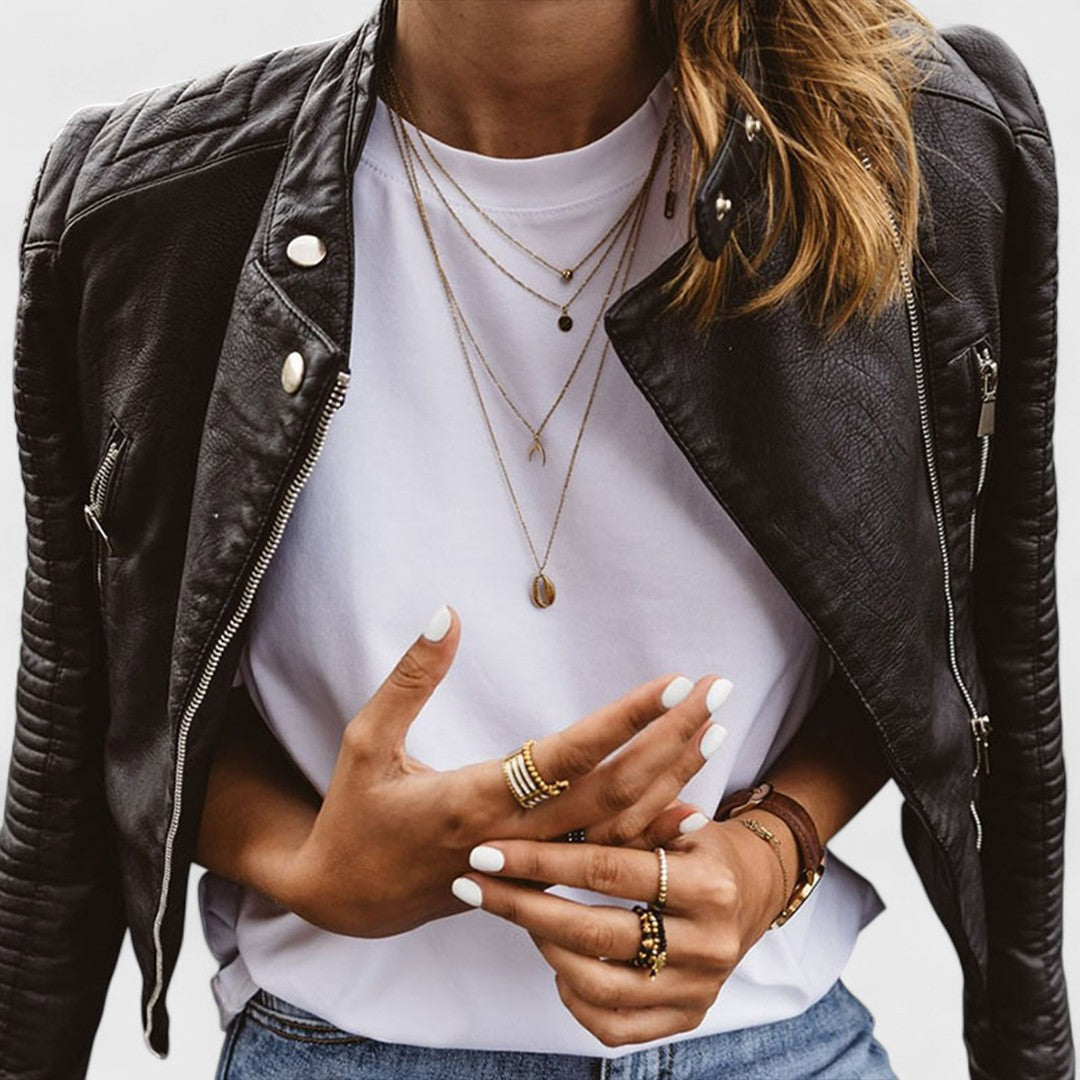CAMILLE™ | Veste en cuir véritable classique