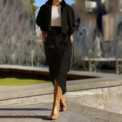 JEANNE™ | Ensemble cargo veste et jupe fendue