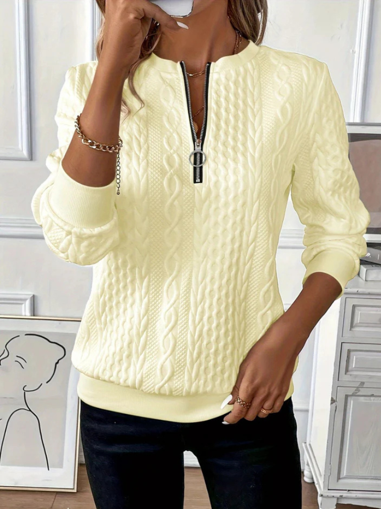 NICOLE™ | Pull zippé torsadé en maille douce